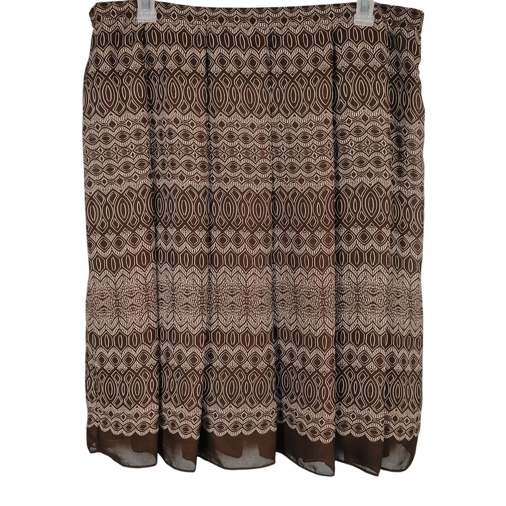 Womens SZ 18W Midi Skirt Brown Geometric Medallion Print Boho Dark Academia